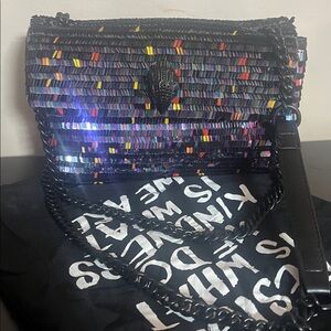 Colorful Woven Handbag with Chain Strap